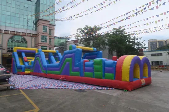 Parcours d'obstacles gonflable tropical 15x3m pour adultes et enfants